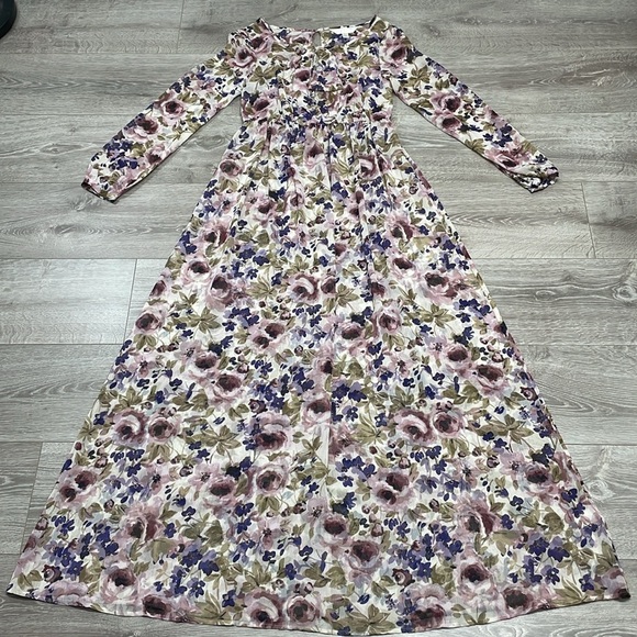 LC Lauren Conrad Runway Sheer Floral Long Sleeve Maxi Dress 4 - Picture 8 of 16